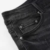 Amirres kot tasarımcı pantolon adam 23 mevsim yeni yıpranmış yıpranma kot yıkanabilir siyah kot pantolon düzensiz dilenci pantolon kişiliği amr 80lp