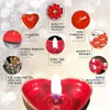 Candela senza fumo rotonda/a forma di cuore Mini candela di cera da tè Decorazione romantica in tazza di alluminio Atmosfere da tavolo Candela per feste