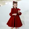 Flickans klänningar Evening Princess Girl Party Prom Christmas Dress Fluffy Flower Girl Winter Velvet Wedding Toddler Dresses For New Year 2023 W0224