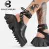 Sandalen Bonjomarisa The Big Size 43 Female Sandals Black Buckle Strap Platform Punk Sandals Hoge Heel Cool Fashion Casual Shoes Woman Z0224