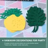 Strängar 2 uppsättningar latte grön dekor hawaii tema festdekorationer banner palm bladen filt tyg hawaiian