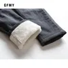 Dżinsy gfmy marka wypoczynkowa zimowa czarna plus aksamitne chłopców dżinsy 3year -10Year Keep Warm proste type spodnie 9082 230223