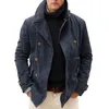 Men's Jackets Jacket Casual Fashion Solid Color Coat Men Herfstknop Lange mouw Outerwear lagen plus maat Zwart 230223