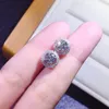 Mujeres Pendientes de botón Niñas Forma redonda geométrica Zircon Diamante Pendientes brillantes Pendientes dulces simples Pendientes chapados en oro blanco Joyas de fiesta regalo de cumpleaños