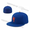 Mets Hat Men's Baseball Full Closed Caps Summer Navy Blue Letter Bone Men Women Black Color All 32 Teams Casual Sport Flat Fitted hats Los Angeles Mix Colors F24-021