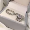 مع الحجارة الجانبية Elsieunee Classic 100 925 Sterling Silver Silver Diamond Assice Bridal Ring Ring Higs Fine Jewelry Gifts 230223