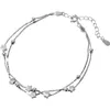 Bracelets porte-bonheur à la mode chaîne en argent Bracelet femmes perles rondes Double couches lien femme plaqué bijoux pour filles