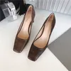 Dress Shoes Autumn Fashion Women Pumps Snake Printed Ladies Thick High Heels Square Toe Shallow Slip On Office Work Woman 39 230224