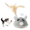 Toys de gato brinquedos interativos de mouse teaser elétrico automático de gatinho realista Feather Funny Random Moving