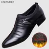 Chaussures habillées CARANFIER britannique hommes sans lacet en cuir fendu bout pointu hommes affaires mariage Oxfords formel pour homme 230224