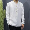 Chemises décontractées pour hommes automne et printemps Style chinois rétro col montant haut Hanfu lin bas chemise hommes confortable Lay bouddhiste