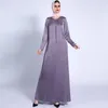 Etniska kläder Kvinnor Abaya Dubai Turkiet Elegant Satin Eid Muslimsk klänning Islam Long Caftan Plain Robe Modest Femme Musulman 2023