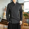 Ethnic Clothing Orientalne koszule dla mężczyzn hanfu chiński w stylu koszulka bawełniana lniana streetwear swobodny biel męskie chinoiserie