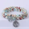 Strand WWLB Natural Energy Stone Women Jewellery Spectrolite Labradorite 8mm Wisdom Tree of Life Charm Armband