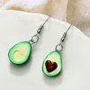 Dangle Boucles D'oreilles Lustre À La Mode Et Simple À La Main En Trois Dimensions Mignon Fruit Vert Matériel Doux Argile En Forme De Coeur Avocat