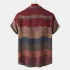 Herren Casual Shirts Herren Hemd Vintage Ethnisch Stil Drucken loser kurzärmelötziger Hemden täglich Tragen hochwertiger Bürobluse Chemise Hommi Z0224