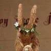 装飾的なオブジェクトの図形イースタークリエイティブマザーと子供のウサギの装飾花かわいストローバニーの家の装飾的な装飾品230224