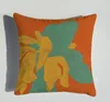 45*45cm Orange Series Cushion Cover Horse Flower Printed Pillowcase Sofa Pillow Cushion