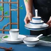 Ciotole 4 Pz/lotto Ciotola In Ceramica Tazza Piatto Cucchiaio Set El Stoviglie Tazza Da Tè Casa Riso Da Dessert Piattino Porcellana Da Tavola Contenitore