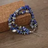 Charm Bracelets Fashion Hand Accessories Natural Crushed Stone Double Bracelet For Women Men Girl Gift Crystal Beaded Bangle