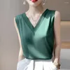 Women's Tanks Summer Silk Camisole Women's V-Neck Mesh Gauze Foreign Style Bottoming Loose All-Match Outer Wear Tops