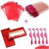 CAR DVR FALSE EYCLASS 50/100PCS 4 I 1 BK Eyelash Packaging Bag Shining Glitter Color Pink Box med borstar och franspinnare Drop Deliver Dhleg