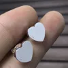 Heart tag fashion stud luxury earrings for womens carving letters pattern thick small love shape metal plated rose gold mens jewelry designer earings ZB006 E23