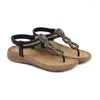 Sandals 2023 Summer Fashion Women Rhinestones Slipper Soft Comfortable Sole Seaside Resort Large Flats Flip Flops Shoes