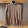 Men's TShirts Turtleneck 100 Mink Cashmere Sweater 2023 Autumn and Winter Large Size Loose Knitted Keep Warm Top Jumper 230223