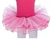 Scene Wear Kids Party Dress 4 Layers Tutus Yellow Cotton/Lycra Puffy Short Sleeve Ballet Leotard Tutu for Performance