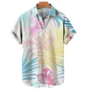 メンズカジュアルシャツ2022夏の男子および女性ユニセックス植物プリントシャツルーズボタンシャツ通気可能半袖ハワイプラスサイズシャツZ0224