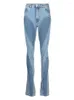 Mode femmes jean mince déconstruire lambrissé Patchwork taille haute fendu bleu Long Denim pantalon automne
