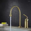 Bathroom Sink Faucets Basin Brush Gold/Black/Chrome Brass Deck Mounted Square Faucet 2 Hole Single Handle And Cold Water Tap