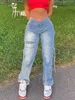 Damjeans 90S Klassisk Lösa Rak Höftlyft Dam Elastisk Hög midja Casual Stretchbyxor Y2k Mamma Modefickor Sexiga Byxor 230224