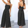 Kvinnor Jumpsuits Rompers Ladies Elegant Polka Dot Print Women Sleeveless Play -dräkt Jumpsuit Wide Leg Pants Casual 230224