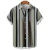 Men's Casual Shirts Men's Hawaiian shirt summer stripe print short sleeve shirt T-shirt fashion casual social shirt lapel button oversized men's wear Z0224