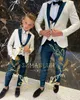 Zestawy odzieży Floral Wzorka Chłopiec Formalne garnitury obiad Tuxedos Małe chłopcy Groomsmen Dzieci na przyjęcie weselne PROM Suit Zespół de Blazers W0224