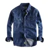 Mode manlig skjorta l￥ng￤rmare toppar bomull vintage denim skjorta jackor herr kl￤der v￥r plus size m-xxxl bl￥