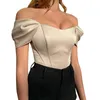 Women's Tanks Vintage Fashion Satin Corset Top For Women One Shoulder Backless Camis Crop Tops Bustier Undershirt Party Sleeveless Draped