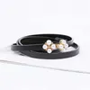 Belts New Pearl PU Leather Thin Women Belt Elegant Pearl Hook Buckle Waist Belt Lady Dress Decoration Female Waistband Z0223