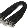 Catene Collane con ciondolo 100pcsLot Bulk 1-2MM Collane con serpente in pelle di cera nera Cord String Rope Wire Extender Chain per gioielli che fanno all'ingrosso 230223