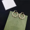 Femmes luxe perle ronde cercle boucle d'oreille Dangle Eardrop créateur de mode deux lettres boucles d'oreilles fête mariage fiançailles cadeau