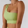 Completo da yoga Reggiseno a costine asimmetrico monospalla Reggiseno elastico a prova di sport Gilet fitness da corsa ad asciugatura rapida da donna