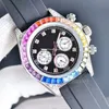 Watch Men Watches Rainbow di Automatyczne zegarki mechaniczne Pasek ze stali nierdzewnej Klasyczne trzy oczy Sześć igły Design Scratch odporny