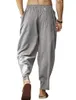 Men's Pants Patchwork Cotton Linen Men 2023 Summer Casual Harem Trousers Solid Loose Multi-Pocket Hip Hop Lantern Streetwear