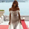 Party Dresses LORIE Sexy Glitter Bodycon Mermaid Evening Off Shoulder Sleeveless Boho Formal Gowns With Shiny Train Prom Dress 230224