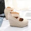 Sandals 10cm Heel Espadrilles Women Suede Wedge Single Shoes Shallow Mouth NEW SANDALS High Heels Spring Autumn 2021 Z0224