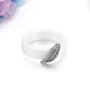 Anelli a fascia Donna Acciaio inossidabile bianco Foglia di albero Gioielli con strass Anelli Bague Femme Aneis Drop Anello maschile