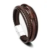 Bracelets de charme Aishiyinns 2023 Jóias artesanais Couro de couro étnico Acessórios magnéticos de bracelete masculinos Presentes de férias