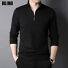 Herrpolos toppklass Fashion Brand Luxury Zipper Polo Shirt Men Casual Plain Korean Solid Color Long Sleeve Tops Herrkläder 230224